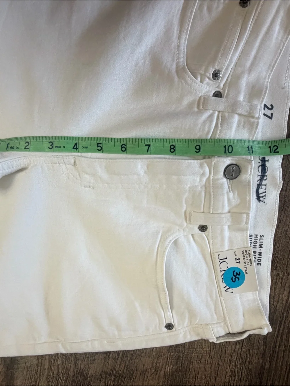 NWT J.Crew Slim-Wide High Rise Super-Stretch White Jeans Size 27